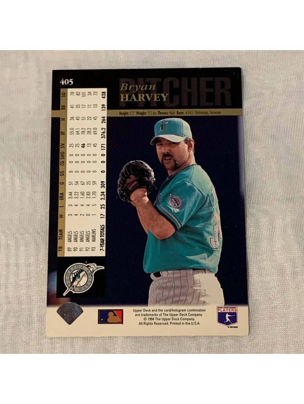 1994 Upper Deck Baseball #405 Bryan Harvey Florida Marlins Base Set Card